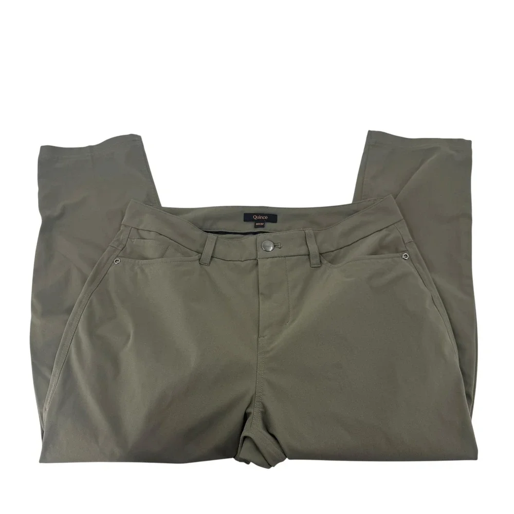 Quince Mens 5-Pocket Ultra-Stretch Tech Chino Pants Olive Green 30x23 - Picture 4 of 10